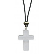 White Cross Pendent with Cord Necklace mm.32 - 1 1/4"