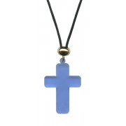Blue Cross Pendent with Cord Necklace mm.32 - 1 1/4"