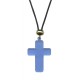 Blue Cross Pendent with Cord Necklace mm.32 - 1 1/4"