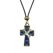 Blue Cross and White Dove Pendent with Cord Necklace mm.32 - 1 1/4"