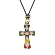 Multi Colour Cross Pendent with Cord Necklace mm.32 - 1 1/4"