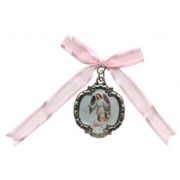 Guardian Angel Crib Medal with Pink Ribbon cm.4 - 1 1/2"