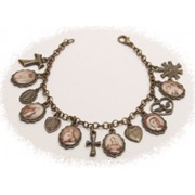 Multi-Saints Bronzed Metal Bracelet Sepia Pictures