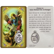 St.Michael Prayer Card with Medal cm.8.5 x 5 - 3 1/4" x 2"