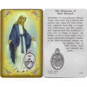 Memorare of St.Bernard Prayer Card with Medal cm.8.5 x 5 - 3 1/4" x 2"