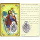 Prayer to/ St. Christopher Prayer Card with Medal cm.8.5 x 5 - 3 1/4" x 2"