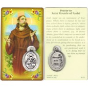 Prayer to/ St.Francis Prayer Card with Medal cm.8.5 x 5 - 3 1/4" x 2"