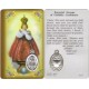 Prayer to/ Infant of Prague Prayer Card with Medal cm.8.5 x 5 - 3 1/4" x 2"