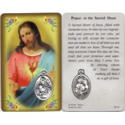 Prayer to/ Sacred Heart of Jesus Prayer Card with Medal cm.8.5 x 5 - 3 1/4" x 2"
