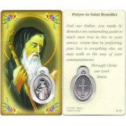 Prayer to/ St.Benedict Prayer Card with Medal cm.8.5 x 5 - 3 1/4" x 2"