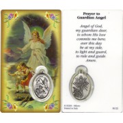 Prayer to/ Guardian Angel Prayer Card with Medal cm.8.5 x 5 - 3 1/4" x 2"