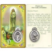 Prayer to/ Fatima Prayer Card with Medal cm.8.5 x 5 - 3 1/4" x 2"