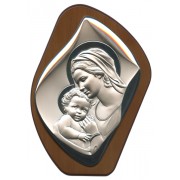 Mother and Child Silver Laminated Plaque cm.17x23 - 6 3/4" x 9"