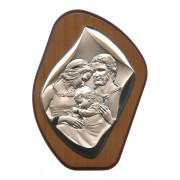 Holy Family Silver Laminated Plaque cm.11x14.5 - 4 1/4"x 5 1/2"
