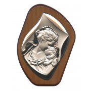 Mother and Child Silver Laminated Plaque cm.11x14.5 - 4 1/4"x 5 1/2"