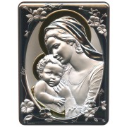 Mother and Child Silver Laminated Plaque cm.16.5x21.5- 6 1/2"x 8 1/2"