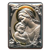 Mother and Child Silver Laminated Plaque cm.5x6.5 - 2"x2 1/2"