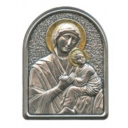 Perpetual Help Pewter Picture cm. 5.5x4.2- 2 1/8"x 1 1/2"