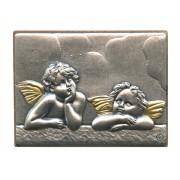 Guardian Angel Pewter Picture cm. 5.5x4.2- 2 1/8"x 1 1/2"
