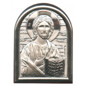 Pantocrator Plaque with Stand Brown Frame cm.6x4.5 - 2 1/4"x 1 3/4"