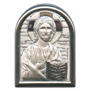 Pantocrator Plaque with Stand Mother of Pearl Frame cm.6x4.5 - 2 1/4"x 1 3/4"