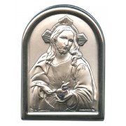 Sacred Heart of Jesus Plaque with Stand Mother of Pearl Frame cm.6x4.5 - 2 1/4"x 1 3/4"