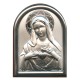 Immaculate Heart of Mary Plaque with Stand Brown Frame cm.6x4.5 - 2 1/4"x 1 3/4"