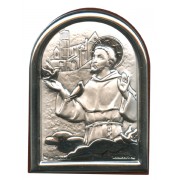 St.Francis Plaque with Stand Brown Frame cm.6x4.5 - 2 1/4"x 1 3/4"