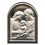 Holy Family Plaque with Stand Brown Frame cm.6x4.5 - 2 1/4"x 1 3/4"