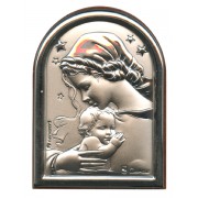 Mother and Child Plaque with Stand Brown Frame cm.6x4.5 - 2 1/4"x 1 3/4"