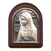 Our Lady of Sorrows Plaque with Stand Brown Frame cm. 6x7- 2 1/4"x2 3/4"
