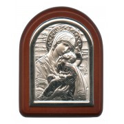 Perpetual Help Plaque with Stand Brown Frame cm. 6x7- 2 1/4"x2 3/4"