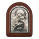 Perpetual Help Plaque with Stand Brown Frame cm. 6x7- 2 1/4"x2 3/4"
