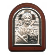 Pantocrator Plaque with Stand Brown Frame cm. 6x7- 2 1/4"x2 3/4"