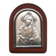 Sacred Heart of Jesus Plaque with Stand Brown Frame cm. 6x7- 2 1/4"x2 3/4"