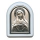 Immaculate Heart of Mary Plaque with Stand White Frame cm. 6x7- 2 1/4"x2 3/4"