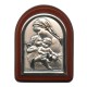 Mother and Child with Guardian Angel Plaque with Stand Brown Frame cm. 6x7- 2 1/4"x2 3/4"