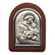 St.Anthony with Guardian Angel Plaque with Stand Brown Frame cm. 6x7- 2 1/4"x2 3/4"