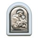 St.Anthony with Guardian Angel Plaque with Stand White Frame cm. 6x7- 2 1/4"x2 3/4"