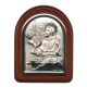 St.Francis with Guardian Angel Plaque with Stand Brown Frame cm. 6x7- 2 1/4"x2 3/4"
