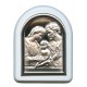 Holy Family Plaque with Stand White Frame cm. 6x7- 2 1/4"x2 3/4"