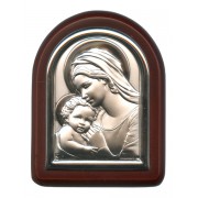 Mother and Child Plaque with Stand Brown Frame cm. 6x7- 2 1/4"x2 3/4"