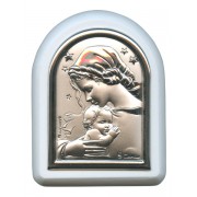 Mother and Child Plaque with Stand White Frame cm. 6x7- 2 1/4"x2 3/4"