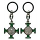 St.Benedict Silver with Emerald Enamel Keychain cm.4.5- 1 3/4"