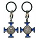 St.Benedict Silver with Blue Enamel Keychain cm.4.5- 1 3/4"