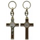 Porte-clés d'un crucifix de Saint Benoit en or avec émail brun cm5.5-2"
