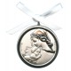 Medalla de Cuna de la Madre Perla y plata laminada de la Madre y el Niño cm.5.5-2"