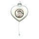 Musical Heart Shaped Crib Medal Mother and Child White cm.10.5x9.5 - 4"x3 3/4"