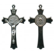 St.Benedict Metal Crucifix Rhodium Finish cm.8- 3"