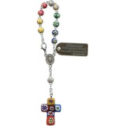 Wood Decade Auto Rosary Missionary with Murano Cross Boxed